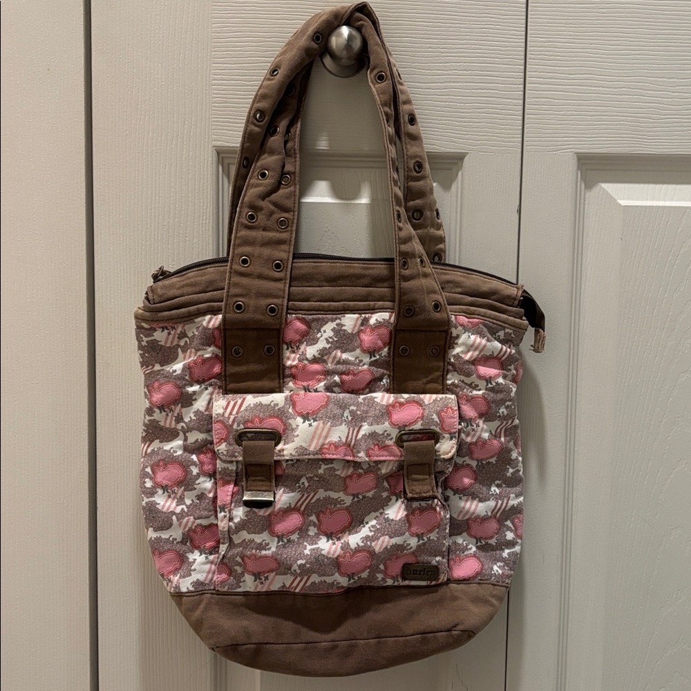 Hurley Brown and Pink Vintage Bunny Patterned Weekender Tote